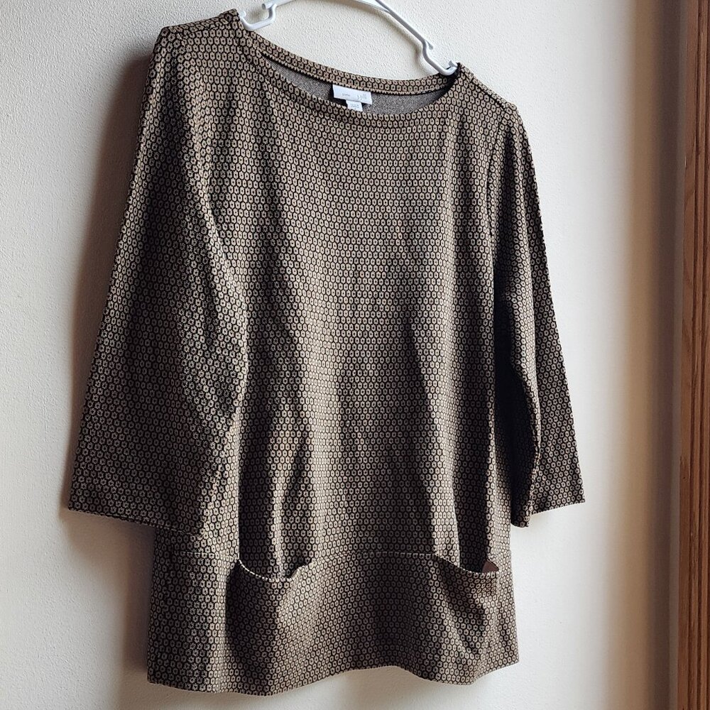 J. Jill Brown/Black Ponte Stretch Tunic Size Small